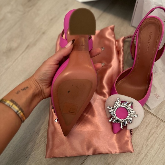 Amina Muaddi Begum Sling Nappa Pink 38.5 - Picture 3 of 12